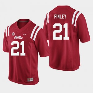 Men AJ Finley Red Ole Miss College Football #21 Jersey 792024-844