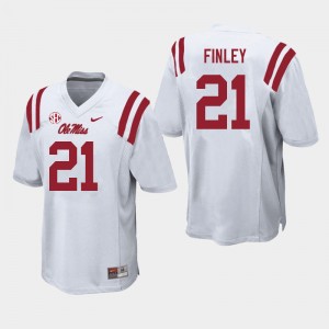 Men AJ Finley White Ole Miss Rebels College Football #21 Jersey 141528-701