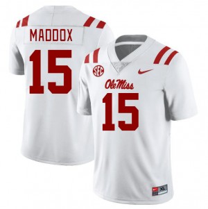 Men AJ Maddox White University of Mississippi College Football #15 Jersey 147751-534