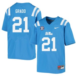 Men Alex Grado Powder Blue Ole Miss College Football #21 Jersey 817493-425