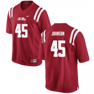 Men Amani Johnson Red University of Mississippi College Football #45 Jersey 469112-167