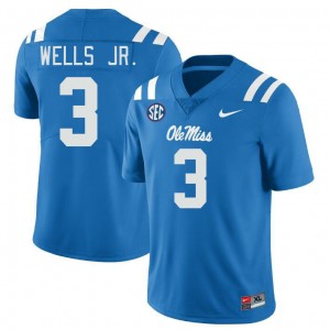 Men Antwane Wells Jr. Powder Blue Ole Miss College Football #3 Jersey 329702-551