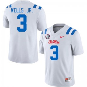 Men Antwane Wells Jr. White Ole Miss 2024 New College Football #3 Jersey 280607-111