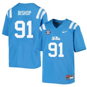 Men Aubrey Bishop Powder Blue Ole Miss College Football #91 Jersey 871546-294