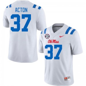 Men Austin Acton White Ole Miss Rebels 2024 New College Football #37 Jersey 109880-866