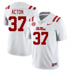 Men Austin Acton White Rebels College Football #37 Jersey 356562-932