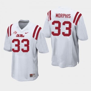Men Austin Morphis White Rebels College Football #33 Jersey 418411-795