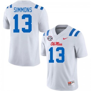 Men Austin Simmons White Ole Miss 2024 New College Football #13 Jersey 847883-160