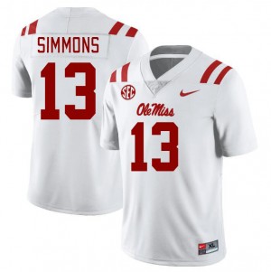 Men Austin Simmons White Ole Miss College Football #13 Jersey 448104-590