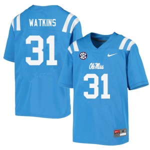 Men Austin Watkins Powder Blue Ole Miss College Football #31 Jersey 652303-907