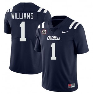 Men Ayden Williams Navy Ole Miss Rebels College Football #1 Jersey 719017-969