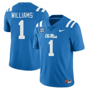 Men Ayden Williams Powder Blue Ole Miss College Football #1 Jersey 523876-221