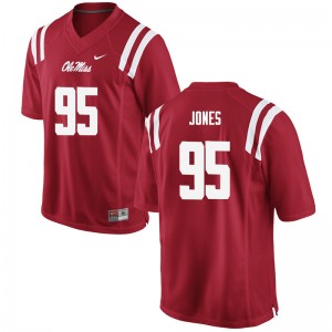 Men Benito Jones Red University of Mississippi College Football #95 Jersey 607396-727
