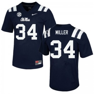 Men Bobo Miller Navy Ole Miss College Football #34 Jersey 844399-985