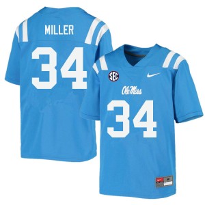 Men Bobo Miller Powder Blue Rebels College Football #34 Jersey 830730-829