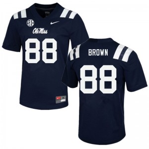Men Bralon Brown Navy Ole Miss College Football #88 Jersey 263742-192