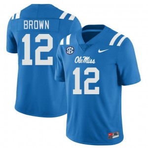 Men Bralon Brown Powder Blue Rebels College Football #12 Jersey 860278-548