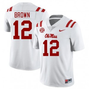 Men Bralon Brown White Ole Miss College Football #12 Jersey 891769-926