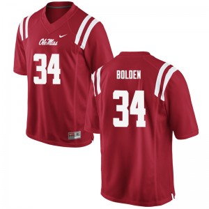 Men Brandon Bolden Red University of Mississippi College Football #34 Jersey 421435-404