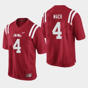 Men Brandon Mack Red University of Mississippi College Football #4 Jersey 593902-546