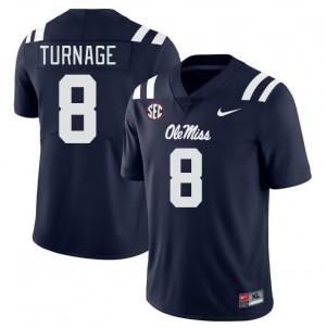 Men Brandon Turnage Navy Ole Miss Rebels College Football #8 Jersey 914158-498