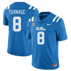 Men Brandon Turnage Powder Blue Ole Miss Rebels College Football #8 Jersey 483124-472