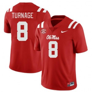 Men Brandon Turnage Red Ole Miss College Football #8 Jersey 431820-945