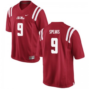 Men Breeland Speaks Red Ole Miss Rebels College Football #9 Jersey 364436-778