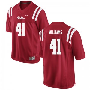 Men Brenden Williams Red Ole Miss College Football #41 Jersey 829833-589