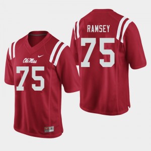 Men Bryce Ramsey Red Ole Miss College Football #75 Jersey 698197-941
