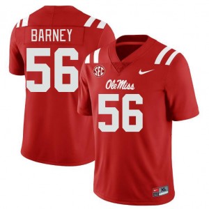 Men CJ Barney Red Ole Miss College Football #56 Jersey 899162-913