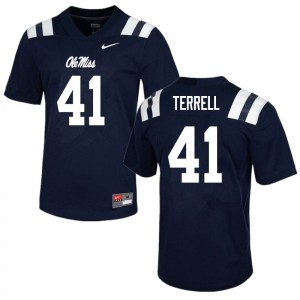 Men C.J. Terrell Navy Ole Miss Rebels College Football #41 Jersey 525082-910