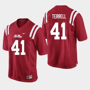 Men C.J. Terrell Red Ole Miss College Football #41 Jersey 974256-153