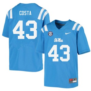 Men Caden Costa Powder Blue Ole Miss College Football #43 Jersey 165309-518