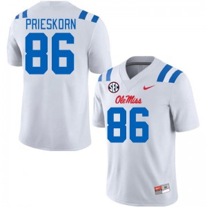 Men Caden Prieskorn White Ole Miss Rebels 2024 New College Football #86 Jersey 905460-364
