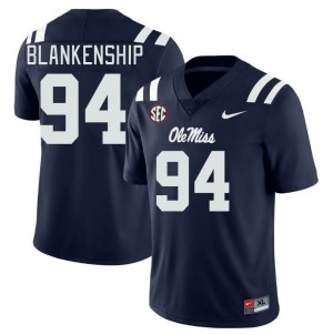 Men Caleb Blankenship Navy Ole Miss Rebels College Football #94 Jersey 552235-715