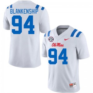 Men Caleb Blankenship White Ole Miss Rebels 2024 New College Football #94 Jersey 197040-482