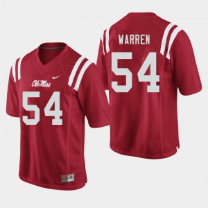 Men Caleb Warren Red Ole Miss College Football #54 Jersey 853154-692