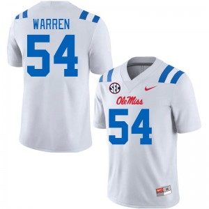 Men Caleb Warren White Ole Miss 2024 New College Football #54 Jersey 859455-448