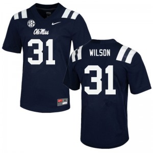 Men Calvin Wilson Navy Ole Miss College Football #31 Jersey 467420-503
