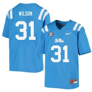 Men Calvin Wilson Powder Blue Rebels College Football #31 Jersey 260385-121