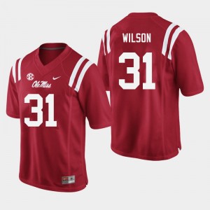 Men Calvin Wilson Red Ole Miss College Football #31 Jersey 277663-219