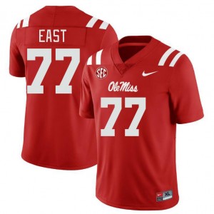 Men Cam East Red University of Mississippi College Football #77 Jersey 773508-267