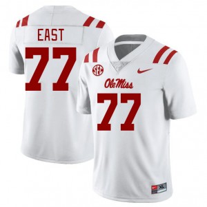 Men Cam East White Rebels College Football #77 Jersey 434649-599
