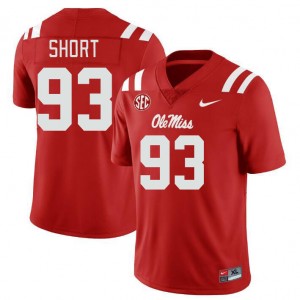 Men Carter Short Red Ole Miss College Football #93 Jersey 340535-398