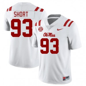 Men Carter Short White Ole Miss College Football #93 Jersey 451354-774