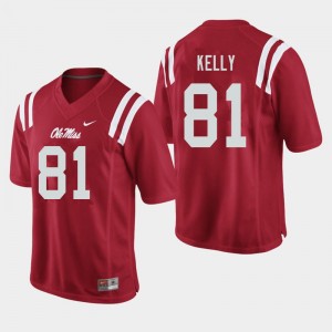 Men Casey Kelly Red Ole Miss College Football #81 Jersey 171350-698