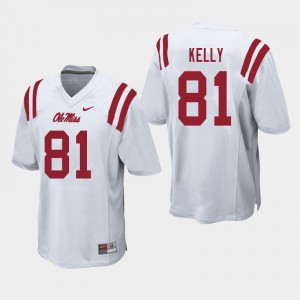 Men Casey Kelly White Ole Miss Rebels College Football #81 Jersey 490651-223