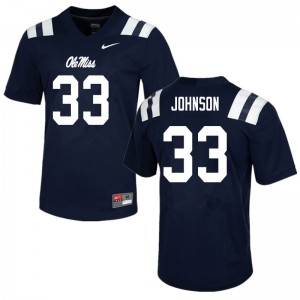 Men Cedric Johnson Navy Rebels College Football #33 Jersey 225964-534