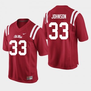 Men Cedric Johnson Red University of Mississippi College Football #33 Jersey 425336-460